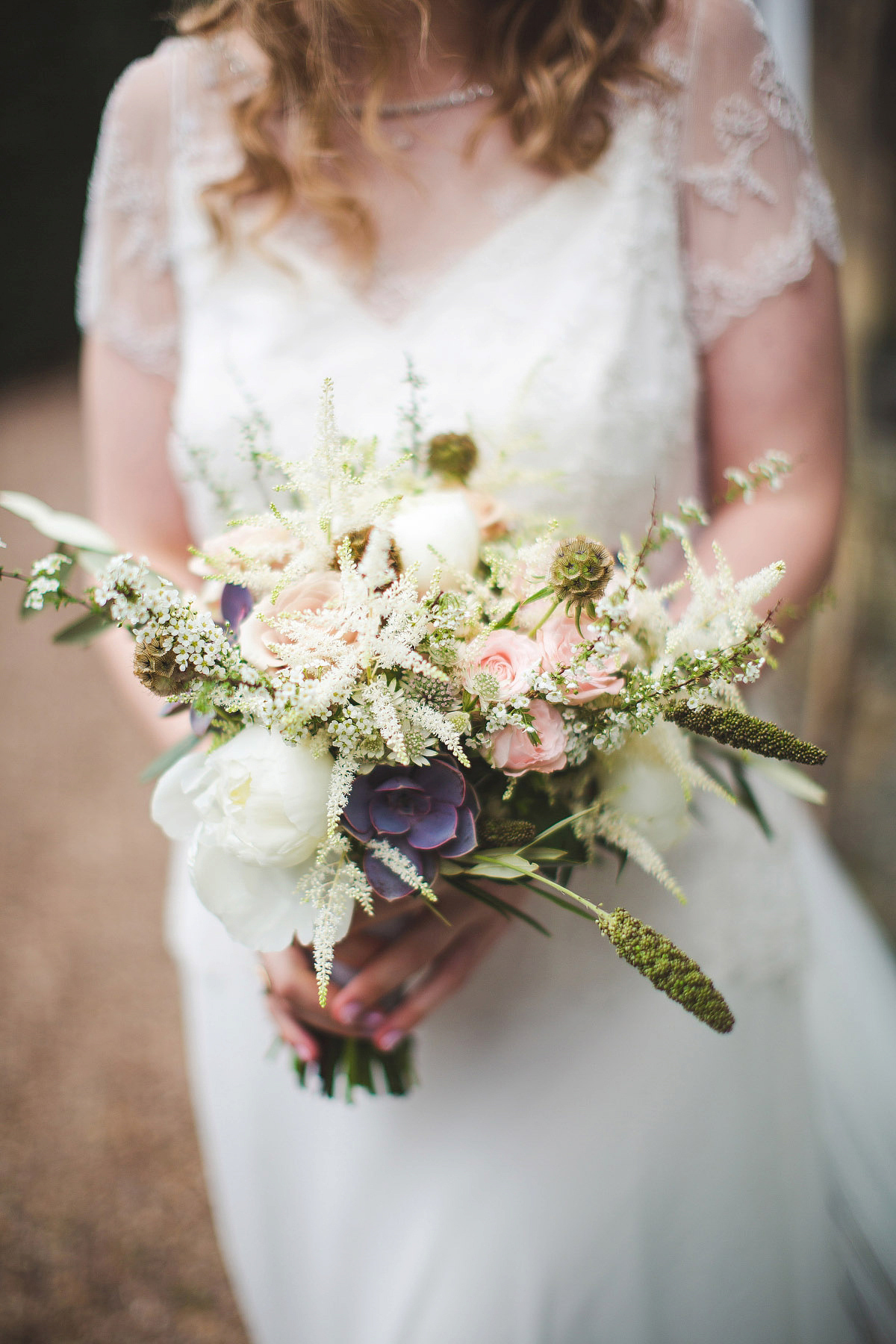 Jenny Packham and wildflower elegance for a Peak District Wedding in pastel shades. Images by S6 Photography.