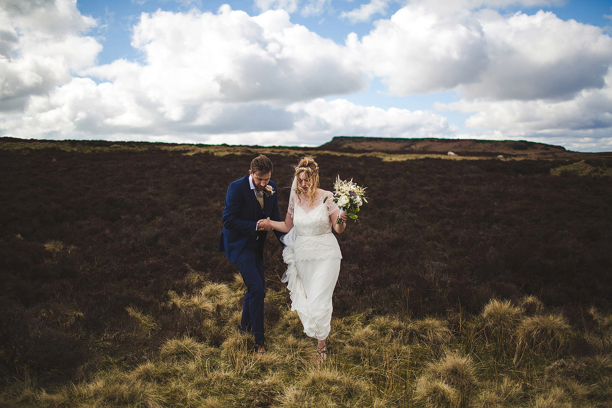 Jenny Packham and wildflower elegance for a Peak District Wedding in pastel shades. Images by S6 Photography.