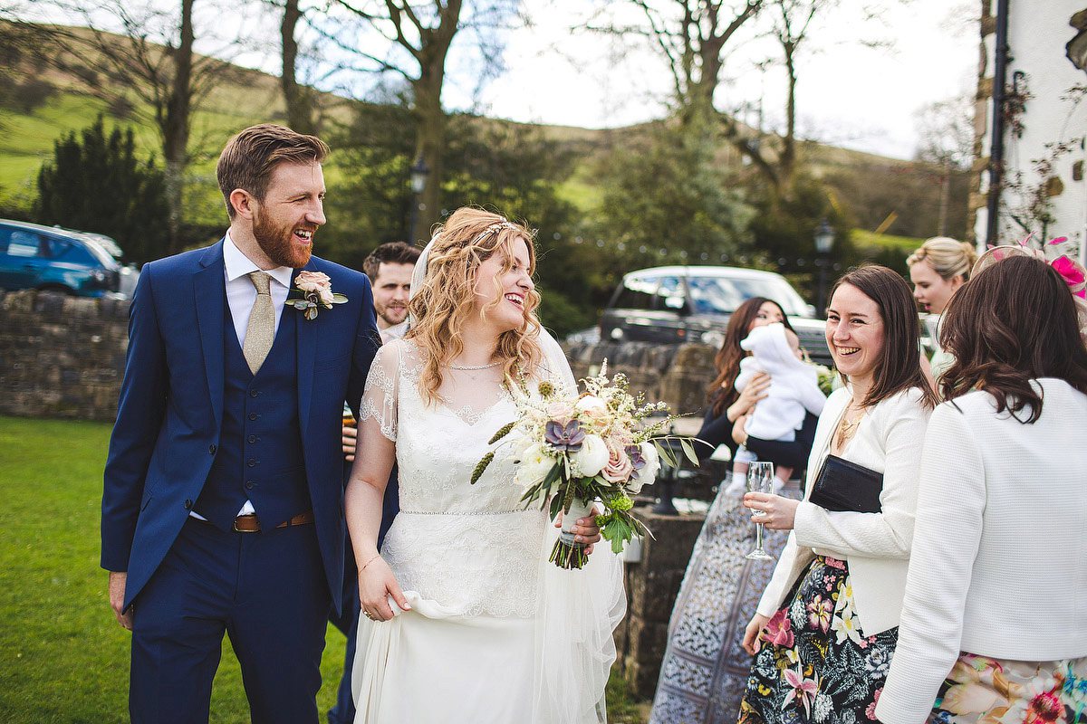 Jenny Packham and wildflower elegance for a Peak District Wedding in pastel shades. Images by S6 Photography.