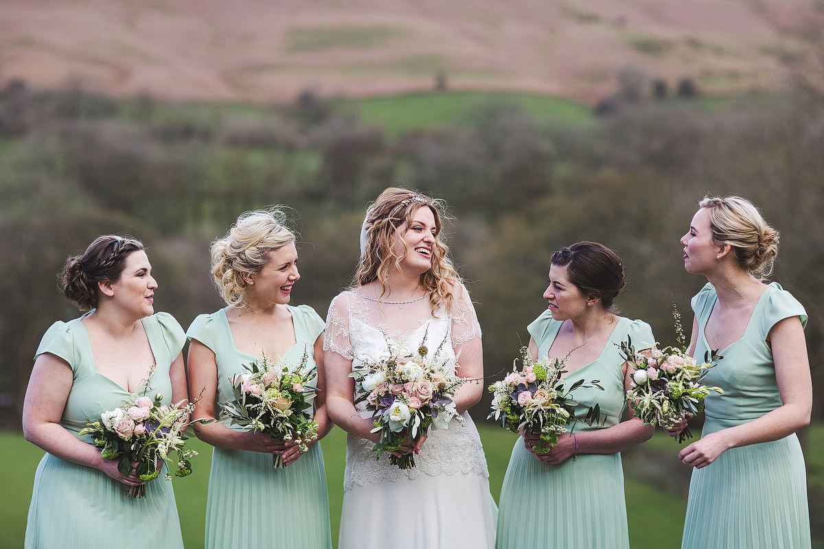 Jenny Packham and wildflower elegance for a Peak District Wedding in pastel shades. Images by S6 Photography.