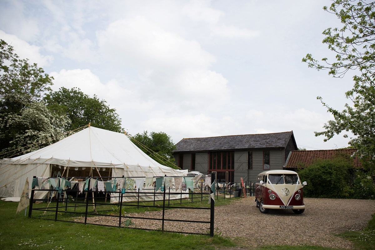 Fran wore a bohemian lace dress for her festival inspired vow renewal held in a meadow. Photography by Joshua Patrick.