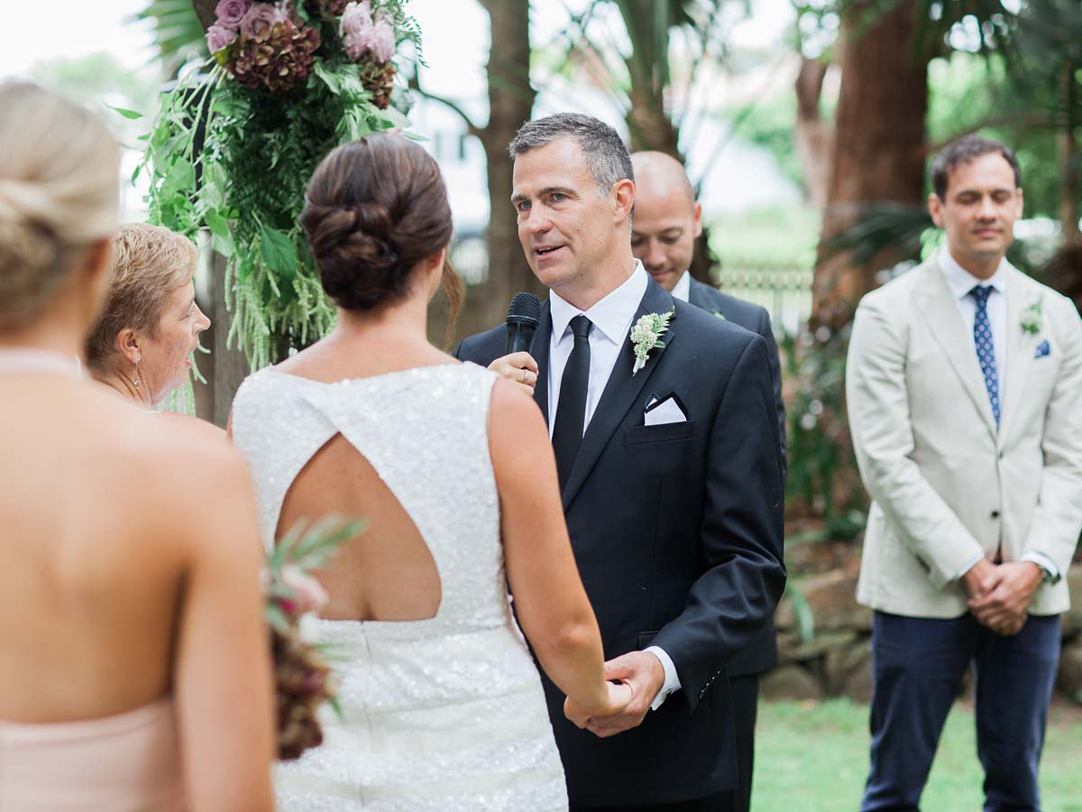 Rebecca wore a Karen Willis Holmes gown for her relaxed and romantic outdoor garden wedding in Australia. Photography by Mr Edwards.