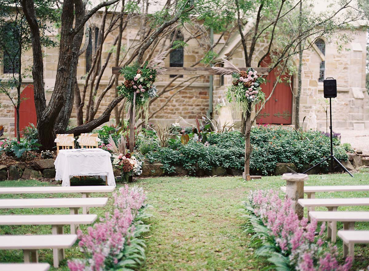 Rebecca wore a Karen Willis Holmes gown for her relaxed and romantic outdoor garden wedding in Australia. Photography by Mr Edwards.