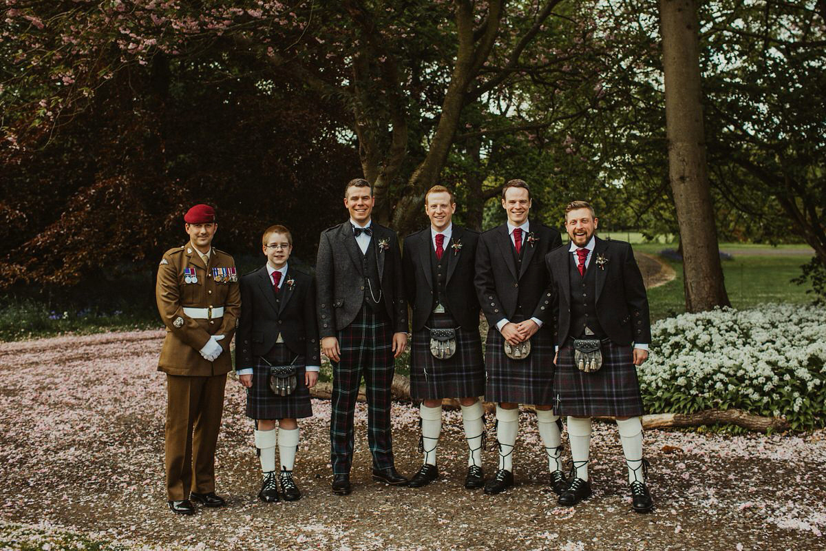 Nicola wears a Stewart Parvin gown for her elegant and romantic 'joining of the clans' inspired Scottish wedding. Photography by The Curries.