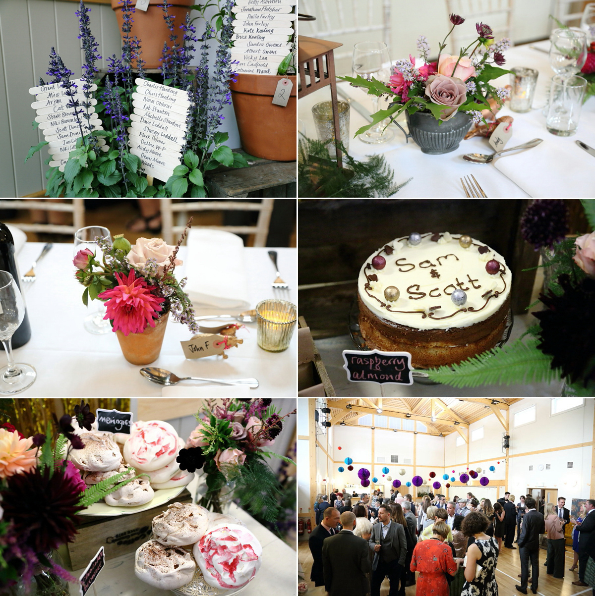 Florist Sam of Violets & Velvet wore a sequin dress by 'Somerset' by Alice Temperley for her colourful and flower-filled village hall wedding. Photography by Rebecca Prigmore.