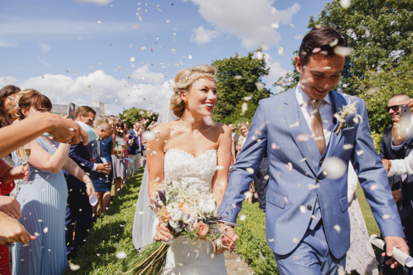 Pronovias Lace, Glitter and Gold for an Eclectic English Country Garden Wedding in the Cotswolds