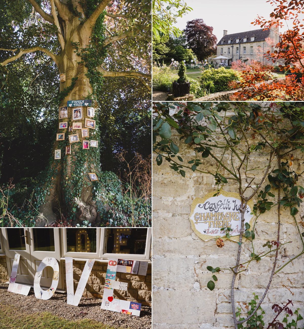 Victoria wears a Pronovias gown with a cathedral length veil for her relaxed, fun and colourful English country garden wedding in the Cotswolds. Photography by Sarah Ann Wright.