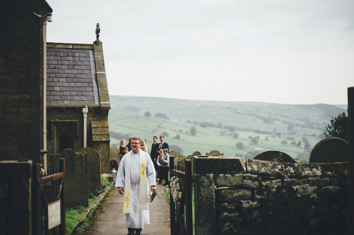 Lucy wore a 1920s inspired drop waist gown by Charlie Brear for her magical Autumn Papakata tipi wedding at Middlesmoor in Yorkshire. Silversixpence Films + Flawless Photography.