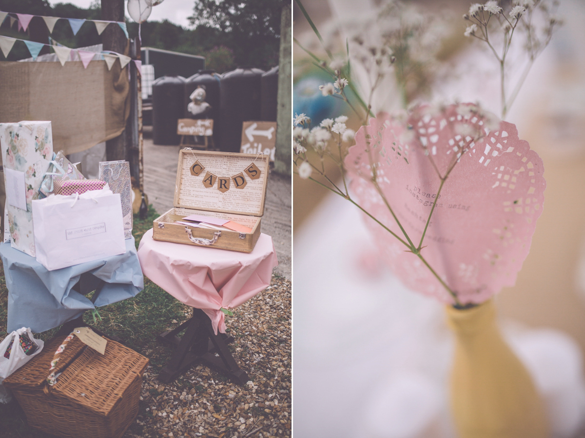 Georgie wore a 1950's inspired Essense of Australia gown for her rustic and rural Somerset barn wedding. Photography by Naomi Jane.