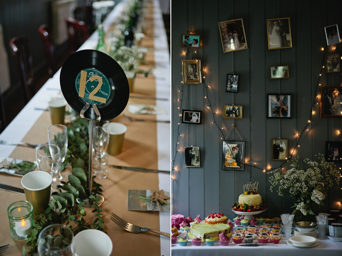 Sophie wore a Ghost dress for her elegant Spring wedding. Her bridesmaids wore mint green. Photography by Matilda Delves.