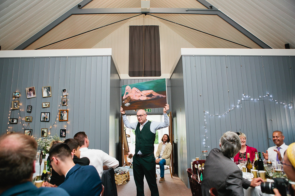 Sophie wore a Ghost dress for her elegant Spring wedding. Her bridesmaids wore mint green. Photography by Matilda Delves.