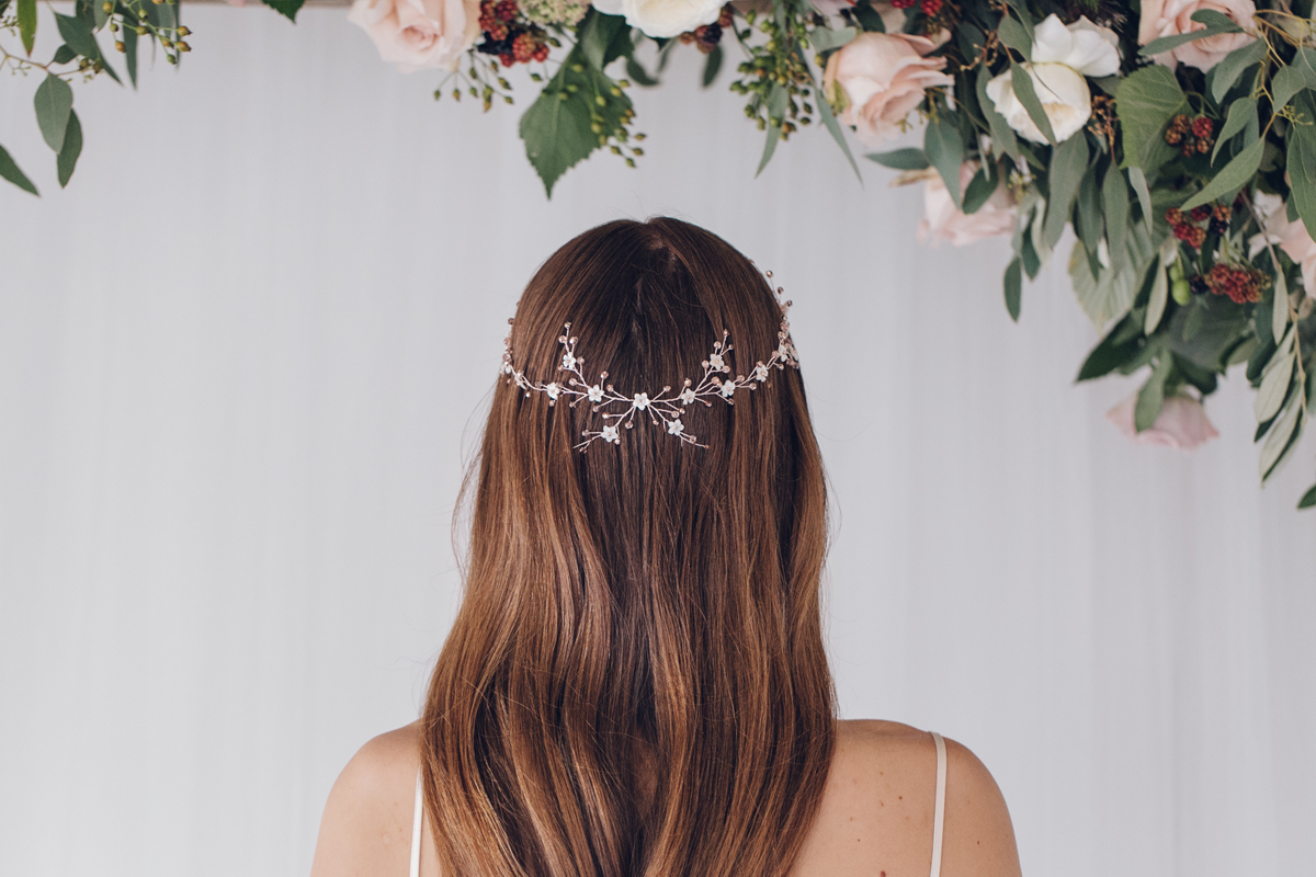 Cornelia delicate rose gold halo circlet, from the 'Wild Rose' collection by Debbie Carlisle - £285