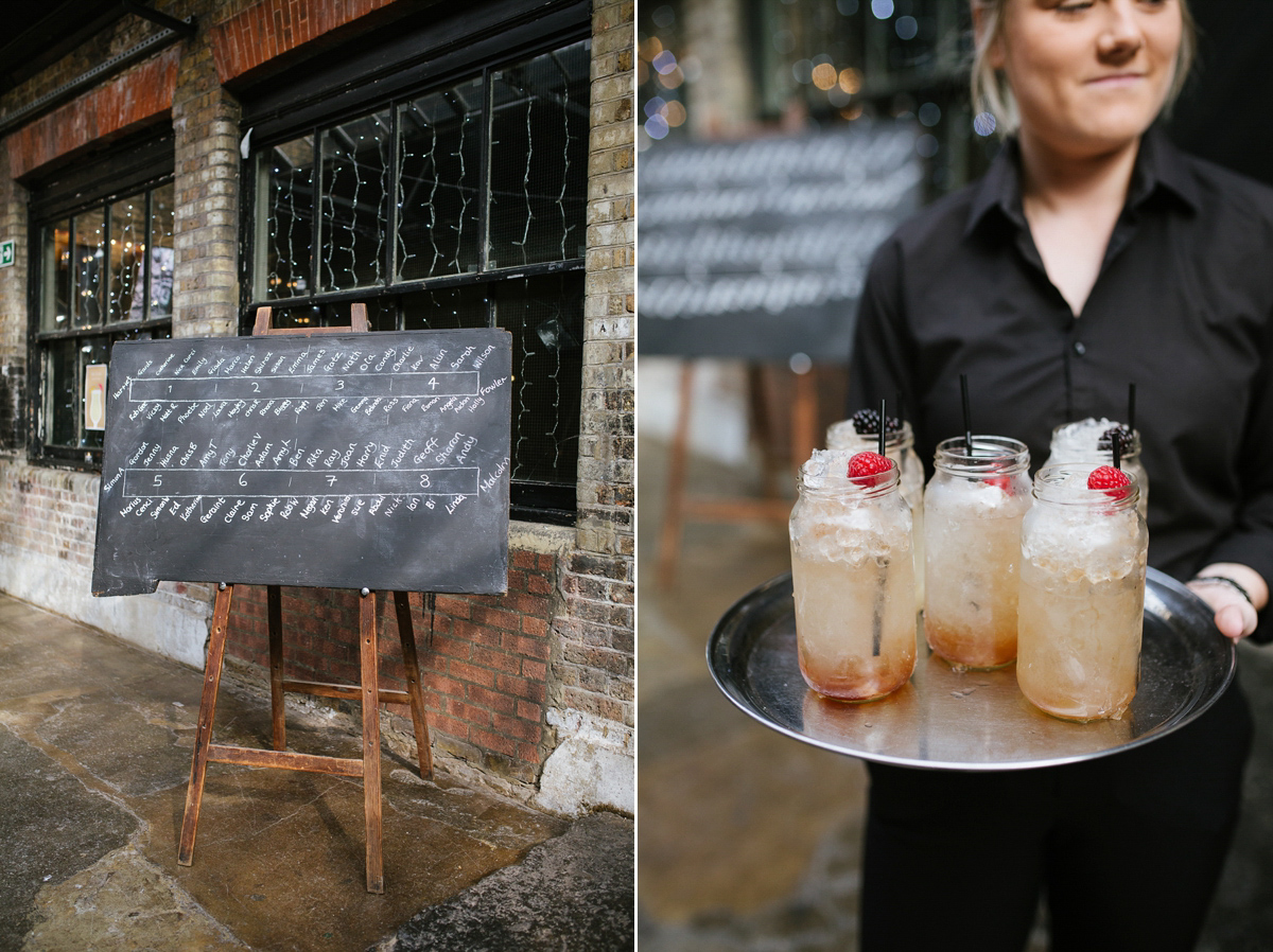 Emma wore Rime Aradaky separates and a polka dot veil by Luna Bea, for her fun, relaxed and cool East London wedding at MC Motors in Dalston. Photography by Emma & Pete.