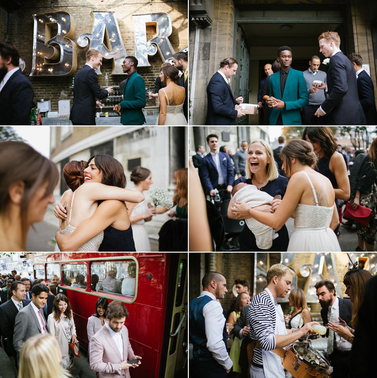 Emma wore Rime Aradaky separates and a polka dot veil by Luna Bea, for her fun, relaxed and cool East London wedding at MC Motors in Dalston. Photography by Emma & Pete.