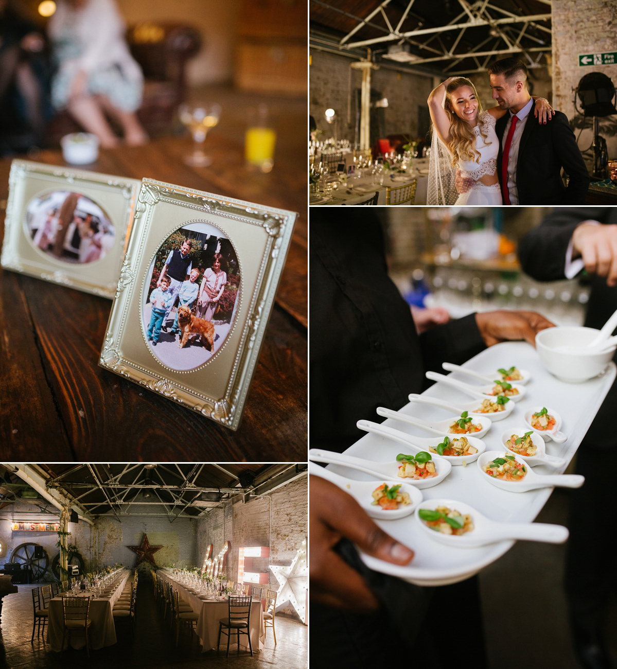 Emma wore Rime Aradaky separates and a polka dot veil by Luna Bea, for her fun, relaxed and cool East London wedding at MC Motors in Dalston. Photography by Emma & Pete.