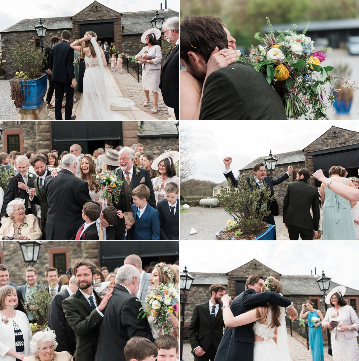 Suzi wears a Yolancris dress and flower crown for her rustic, intimate wedding in the Lake District. Photography by Sarah Folega.