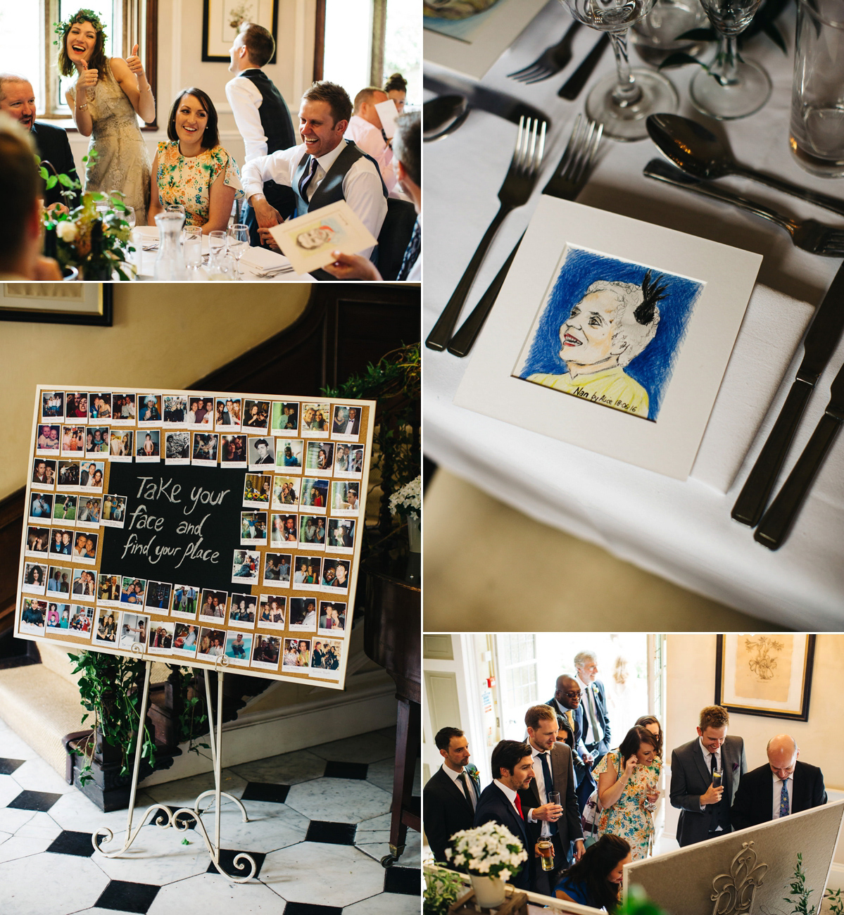 Boho bride Alice wore a pale green lace wedding dress and floral crown for her wild woodland inspired, free spirited South Devon wedding at Langdon Court. Photography by Richard Skins.