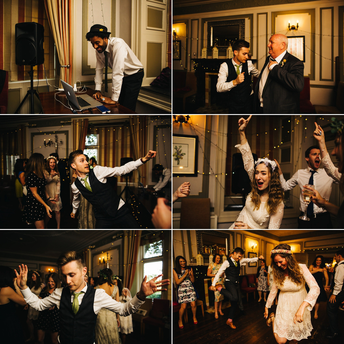 Boho bride Alice wore a pale green lace wedding dress and floral crown for her wild woodland inspired, free spirited South Devon wedding at Langdon Court. Photography by Richard Skins.