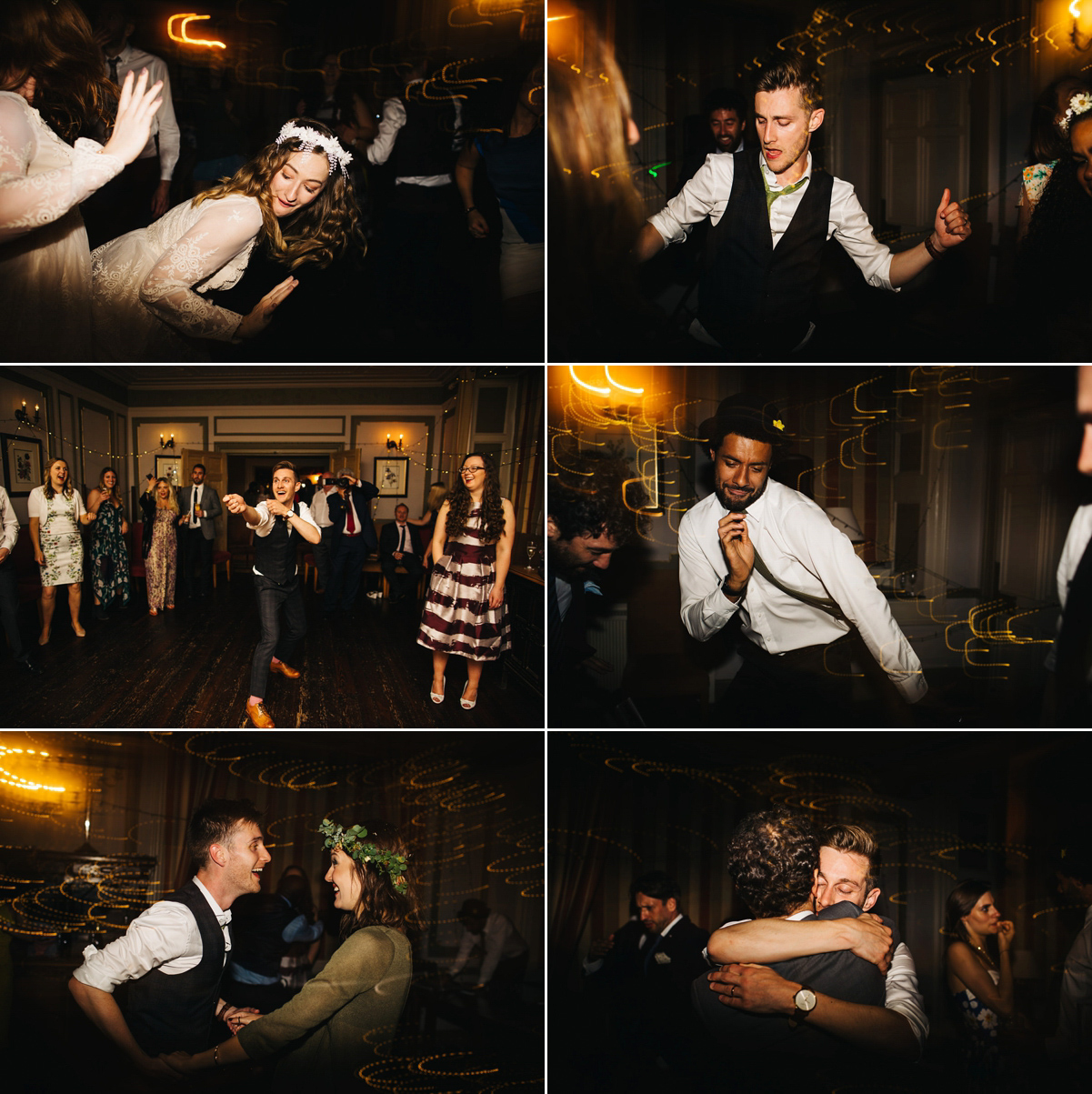 Boho bride Alice wore a pale green lace wedding dress and floral crown for her wild woodland inspired, free spirited South Devon wedding at Langdon Court. Photography by Richard Skins.