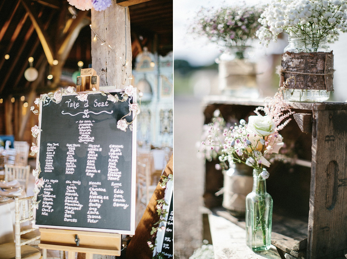 Lauren wore an Enzoani gown and a fishtail braid for her pretty, pastel colour Autumn wedding at Preston Court. Photography by Jacob & Pauline.