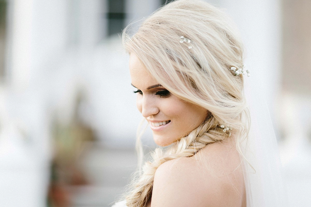 Lauren wore an Enzoani gown and a fishtail braid for her pretty, pastel colour Autumn wedding at Preston Court. Photography by Jacob & Pauline.