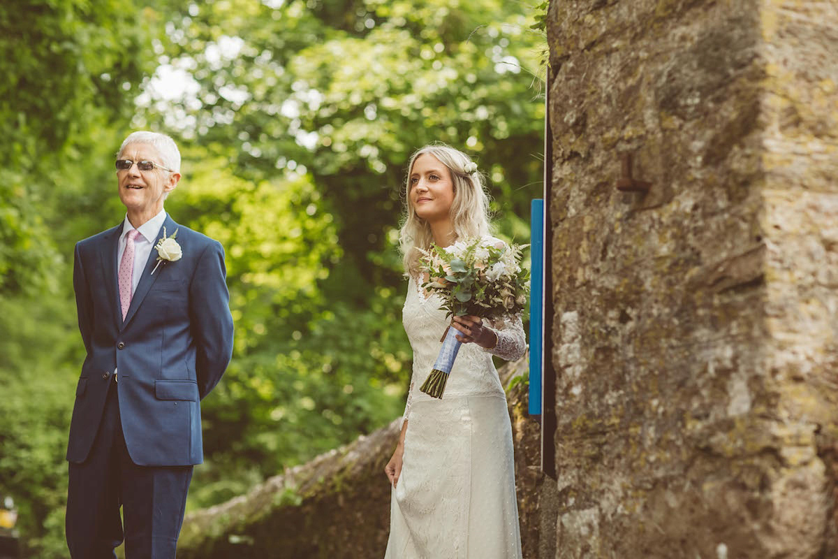 Bride Anna wore a feminine and bohemian inspired Rembo Styling dress for her wedding at her husbands family home in Devon. Photography by Jay Rowden.