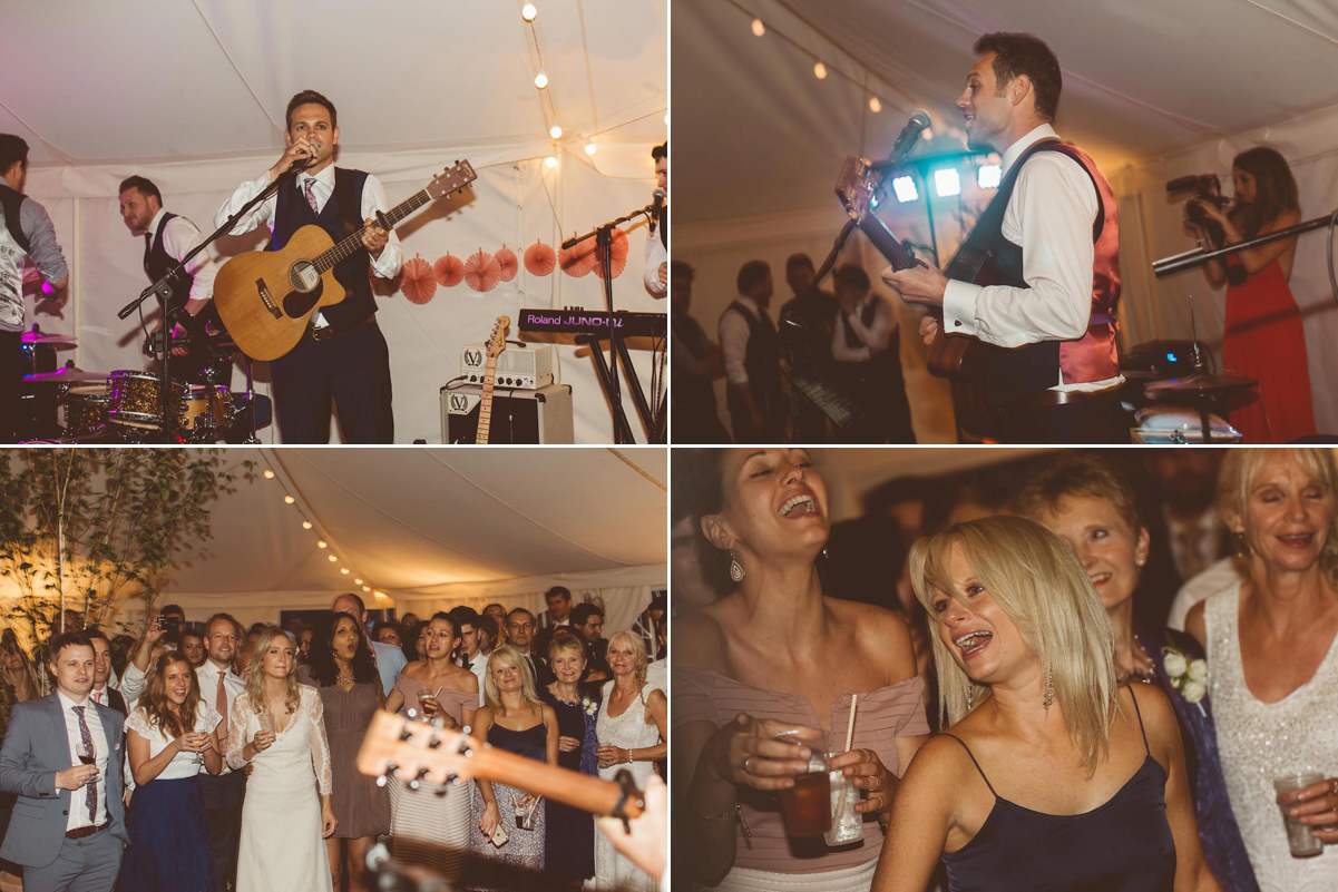 Bride Anna wore a feminine and bohemian inspired Rembo Styling dress for her wedding at her husbands family home in Devon. Photography by Jay Rowden.