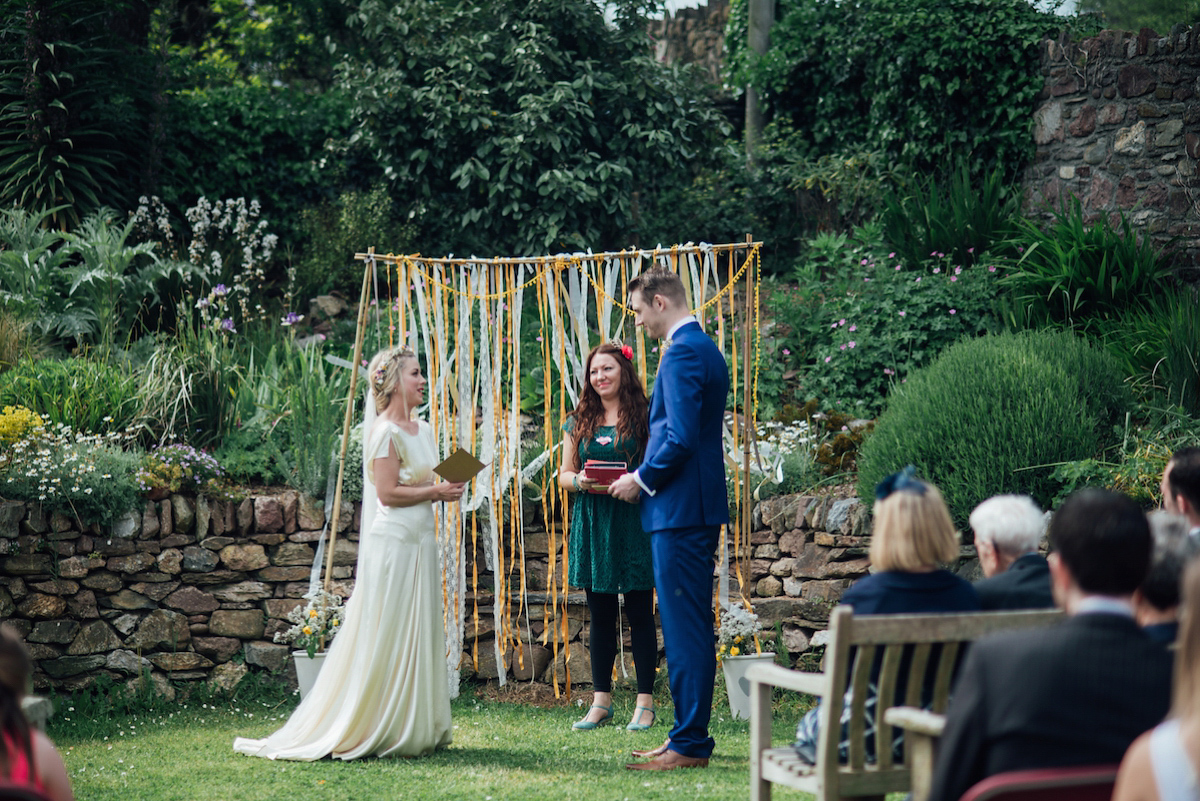 Mel wore two Belle & Bunty gowns for her English country garden wedding in Cornwall. Photography by Liberty Pearl.