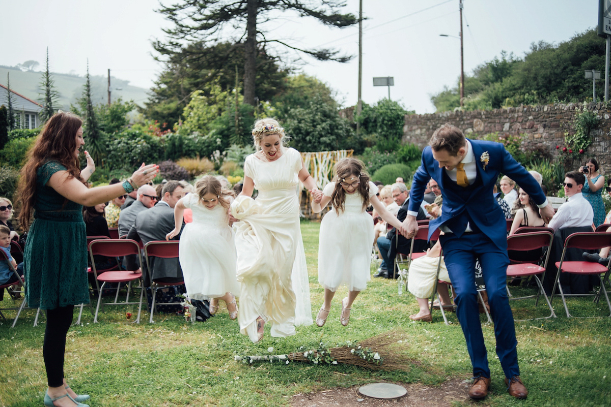 Mel wore two Belle & Bunty gowns for her English country garden wedding in Cornwall. Photography by Liberty Pearl.