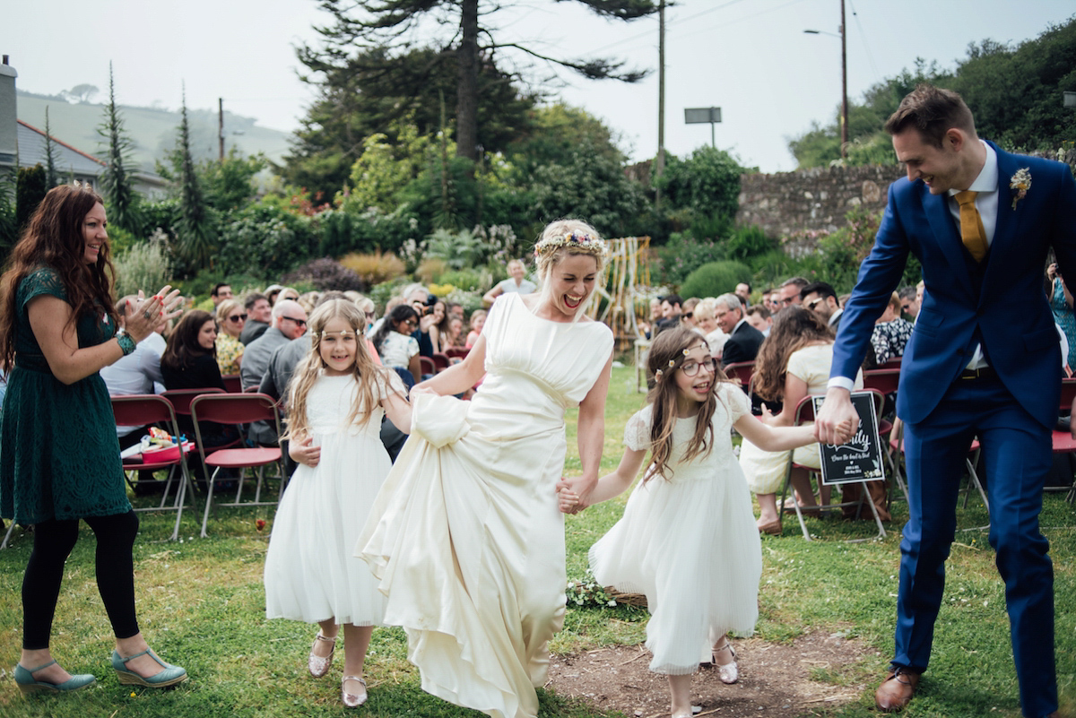 Mel wore two Belle & Bunty gowns for her English country garden wedding in Cornwall. Photography by Liberty Pearl.