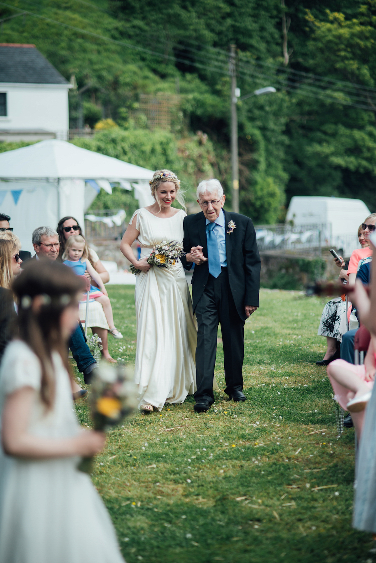 Mel wore two Belle & Bunty gowns for her English country garden wedding in Cornwall. Photography by Liberty Pearl.