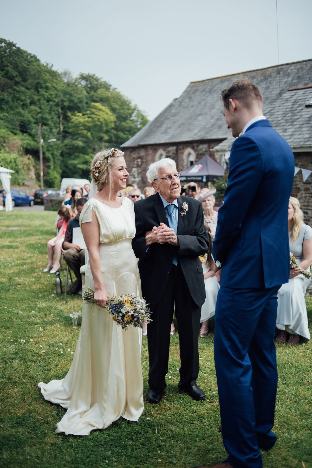 Mel wore two Belle & Bunty gowns for her English country garden wedding in Cornwall. Photography by Liberty Pearl.