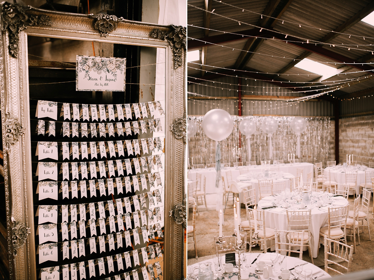 Bride Joanna wore an elegant Kate Beaumont gown for her modern, industrial chic style, minimalist and fuss-free wedding. Photography by Rosie Hardy.