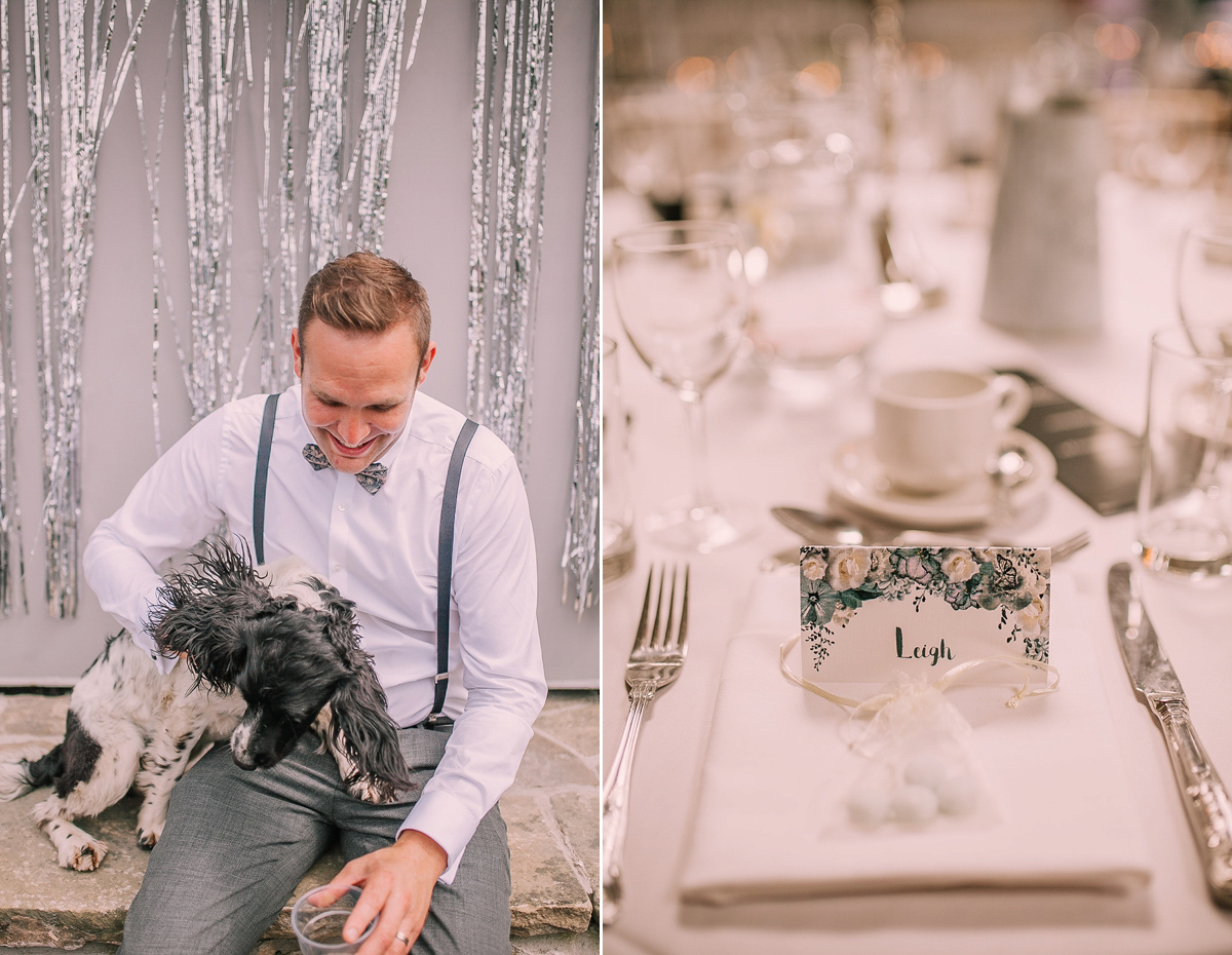 Bride Joanna wore an elegant Kate Beaumont gown for her modern, industrial chic style, minimalist and fuss-free wedding. Photography by Rosie Hardy.