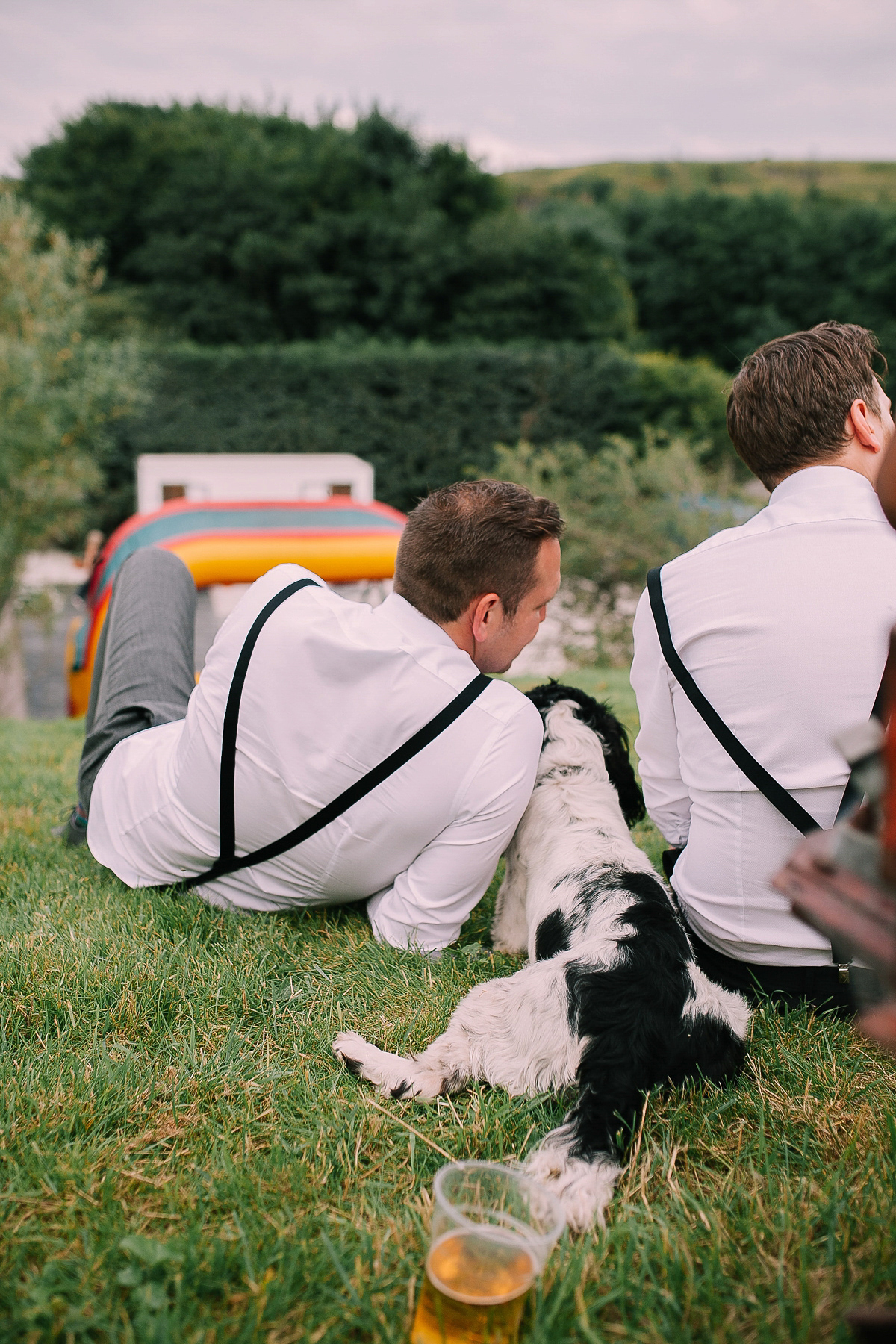 Bride Joanna wore an elegant Kate Beaumont gown for her modern, industrial chic style, minimalist and fuss-free wedding. Photography by Rosie Hardy.