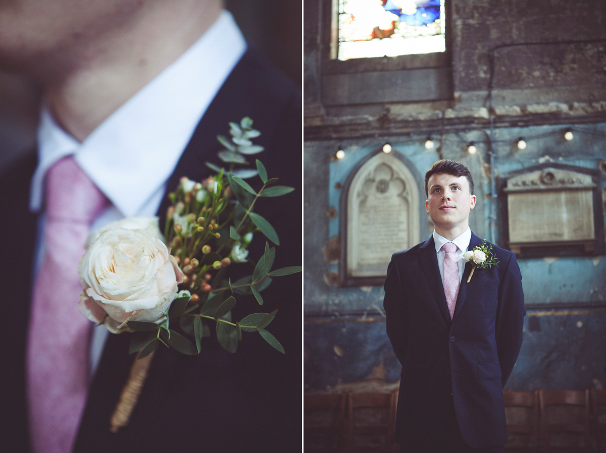 Holly wore a Grace Loves Lace gown for her modern wedding planned in just 2 weeks. The venue was The Asylum chapel in London. Photography by My Beautiful Bride.