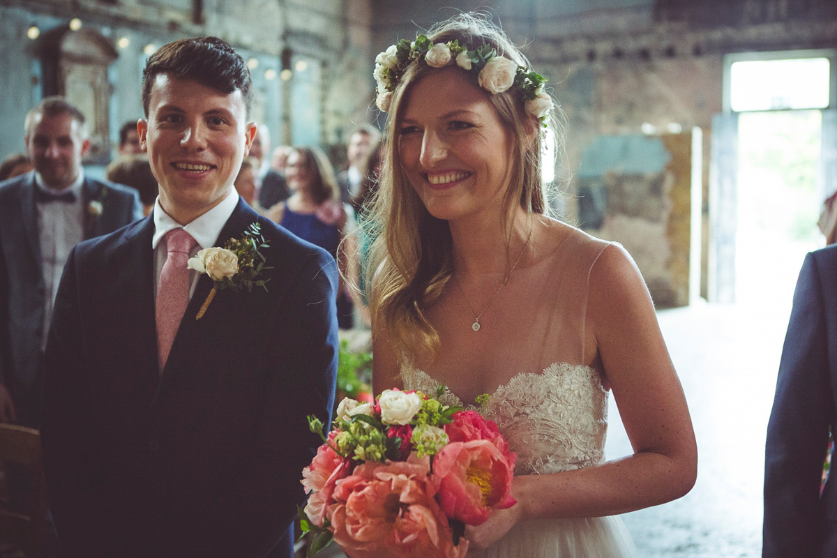 Holly wore a Grace Loves Lace gown for her modern wedding planned in just 2 weeks. The venue was The Asylum chapel in London. Photography by My Beautiful Bride.