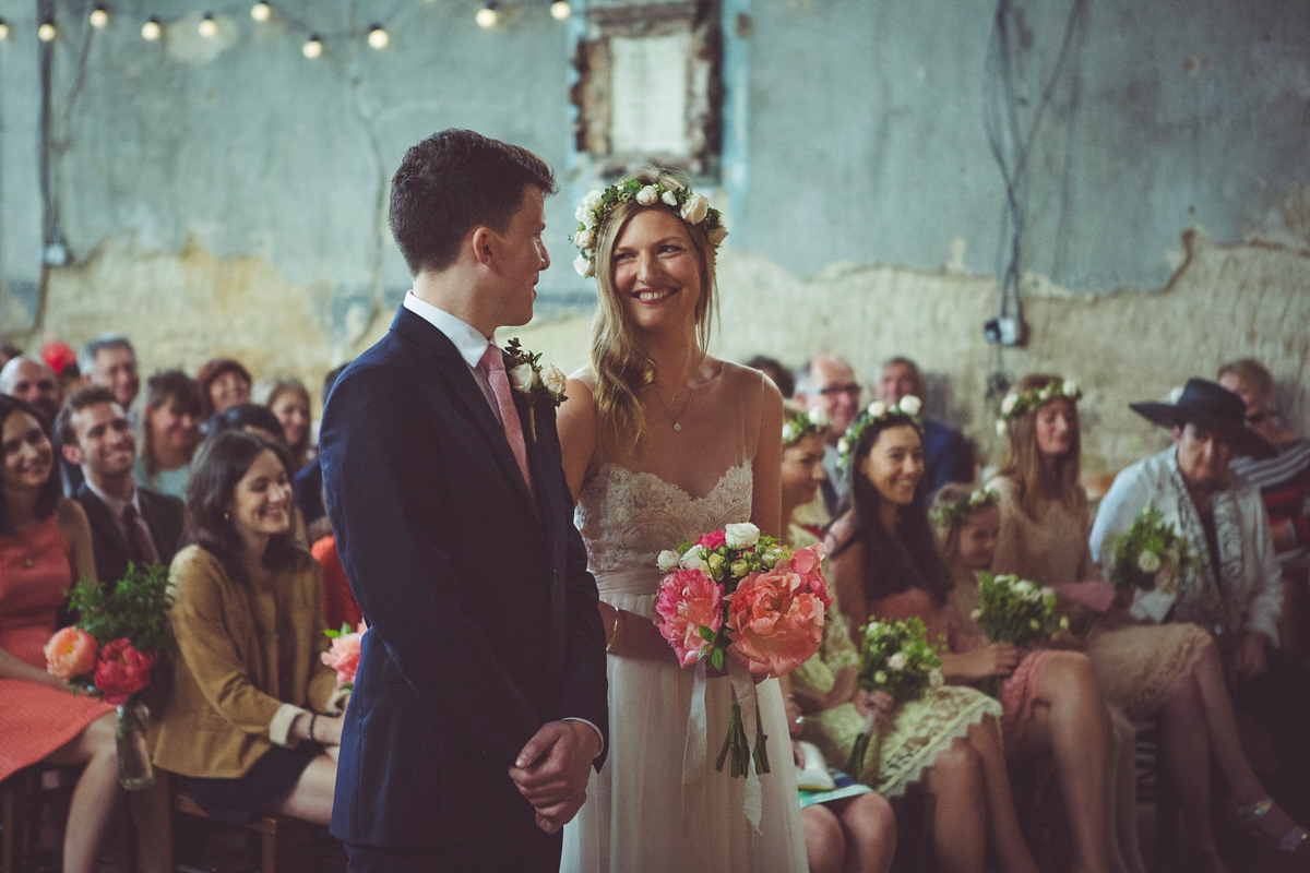 Holly wore a Grace Loves Lace gown for her modern wedding planned in just 2 weeks. The venue was The Asylum chapel in London. Photography by My Beautiful Bride.