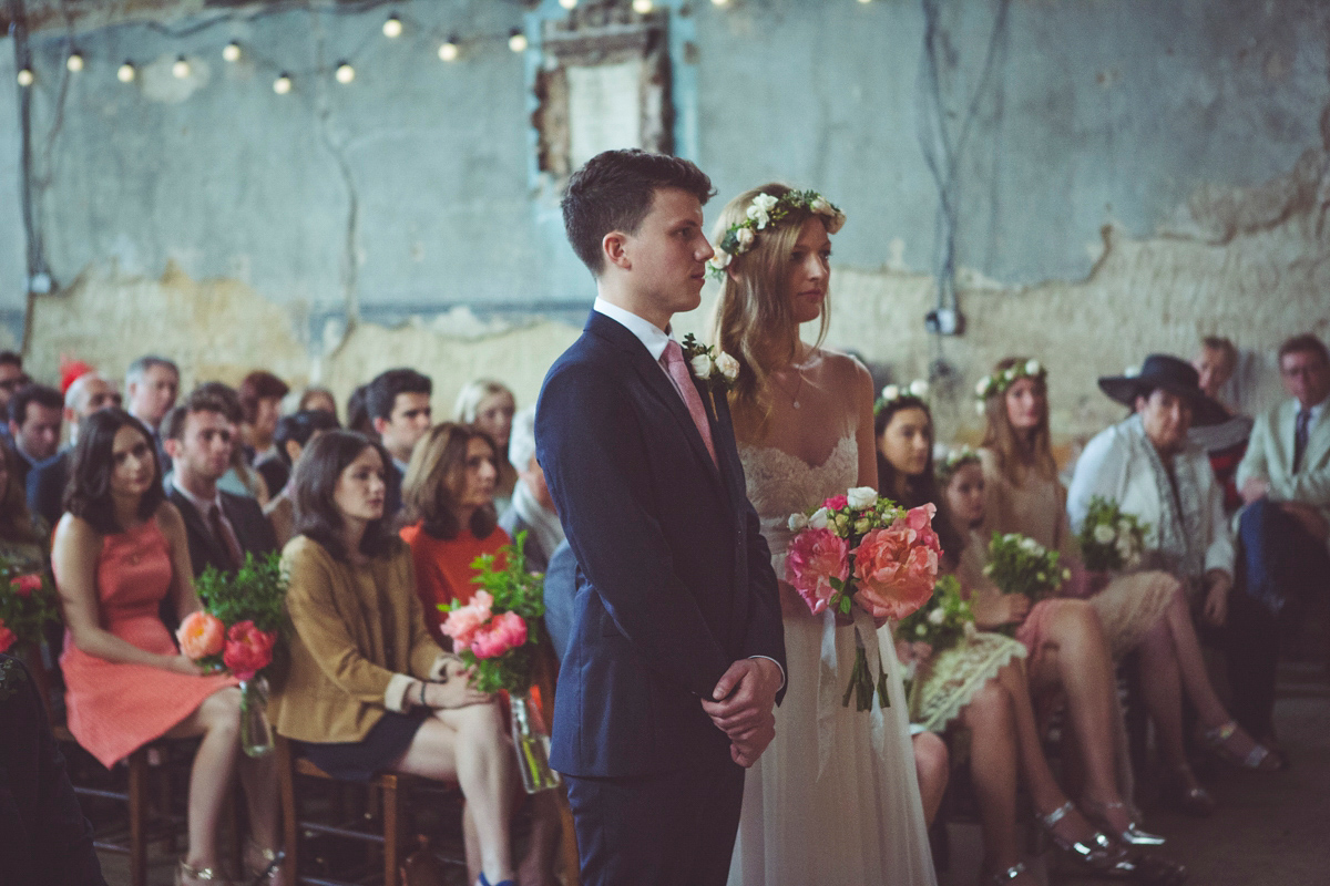 Holly wore a Grace Loves Lace gown for her modern wedding planned in just 2 weeks. The venue was The Asylum chapel in London. Photography by My Beautiful Bride.