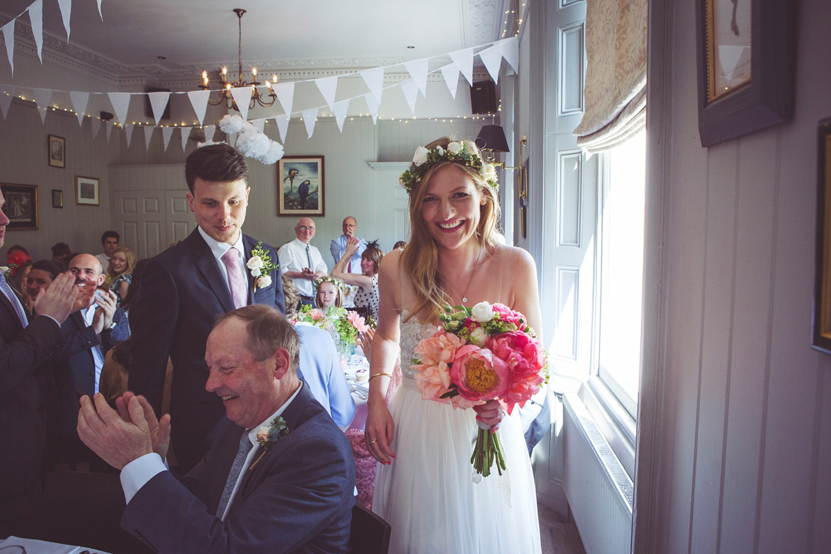 Holly wore a Grace Loves Lace gown for her modern wedding planned in just 2 weeks. The venue was The Asylum chapel in London. Photography by My Beautiful Bride.