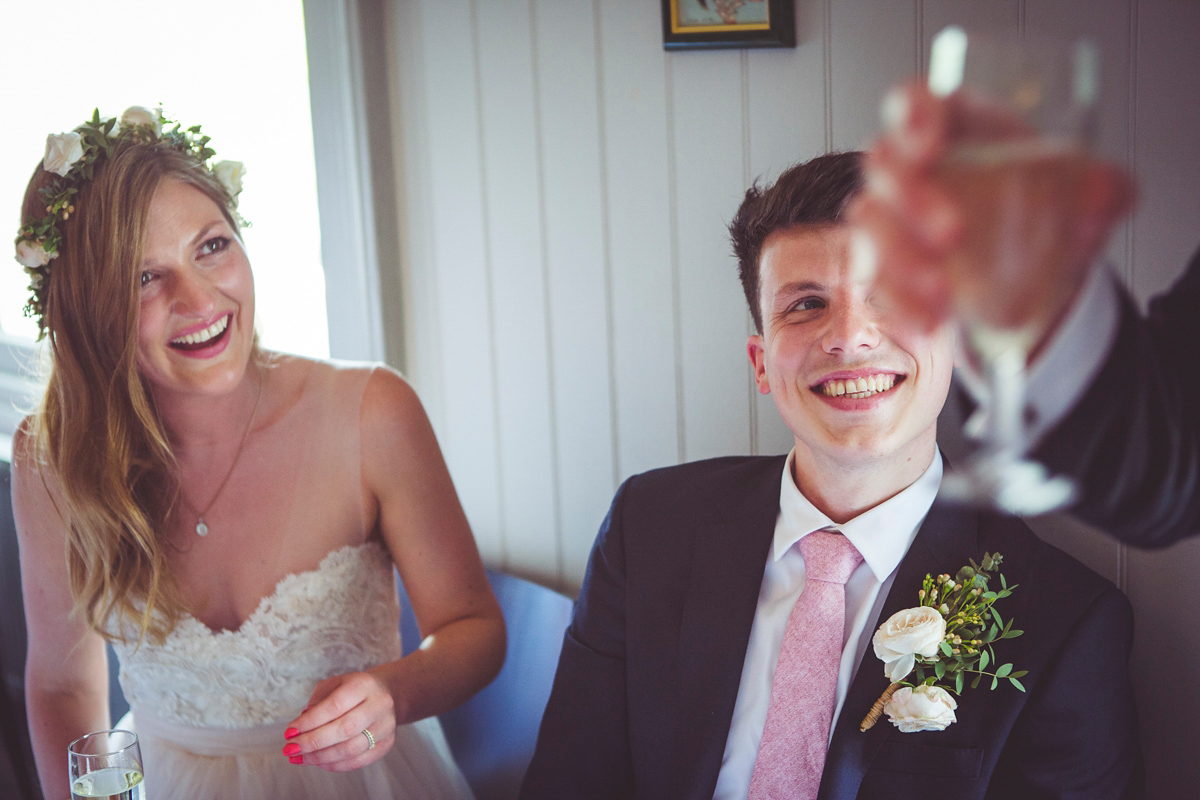 Holly wore a Grace Loves Lace gown for her modern wedding planned in just 2 weeks. The venue was The Asylum chapel in London. Photography by My Beautiful Bride.