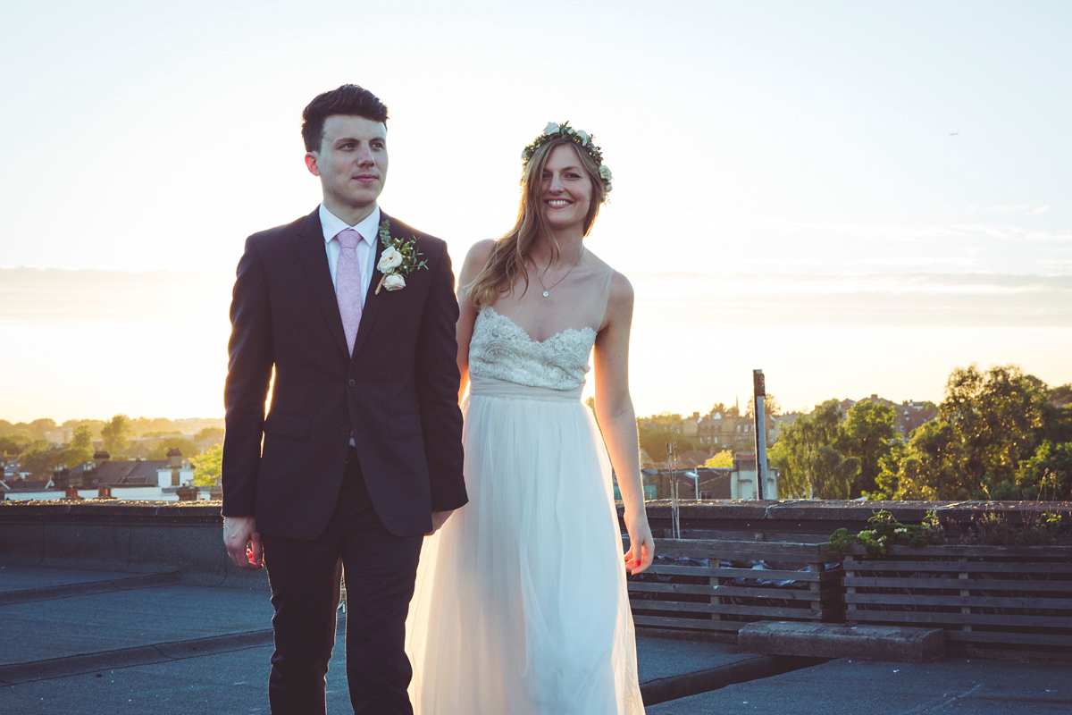 Holly wore a Grace Loves Lace gown for her modern wedding planned in just 2 weeks. The venue was The Asylum chapel in London. Photography by My Beautiful Bride.