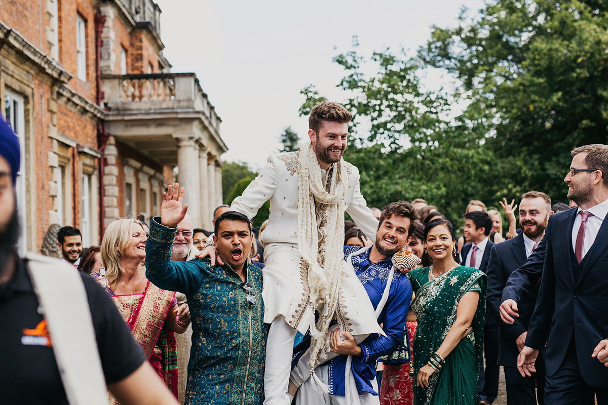A vibrant Indian ceremony and elegant English fusion wedding in North Yorkshire. Photography by John Hope.