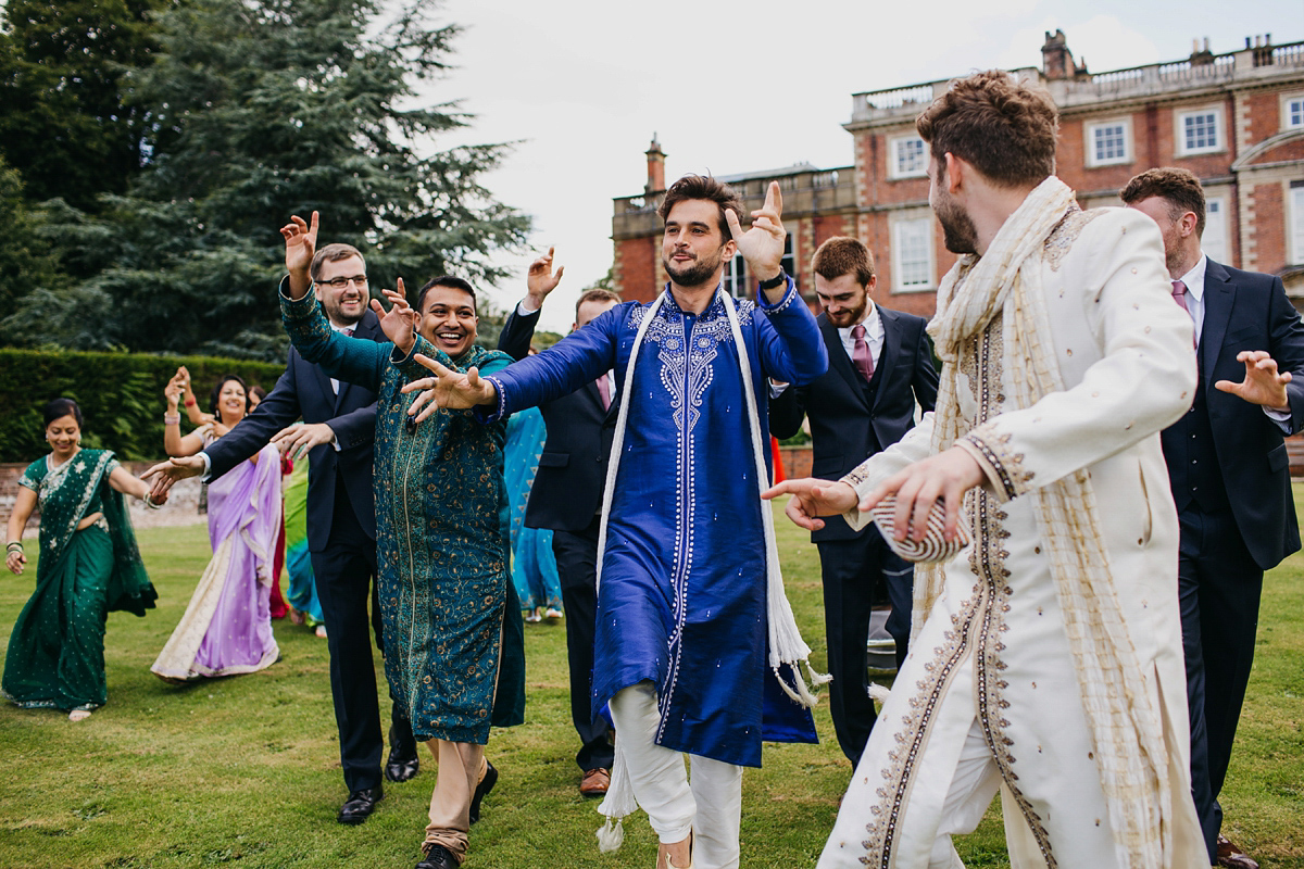 A vibrant Indian ceremony and elegant English fusion wedding in North Yorkshire. Photography by John Hope.