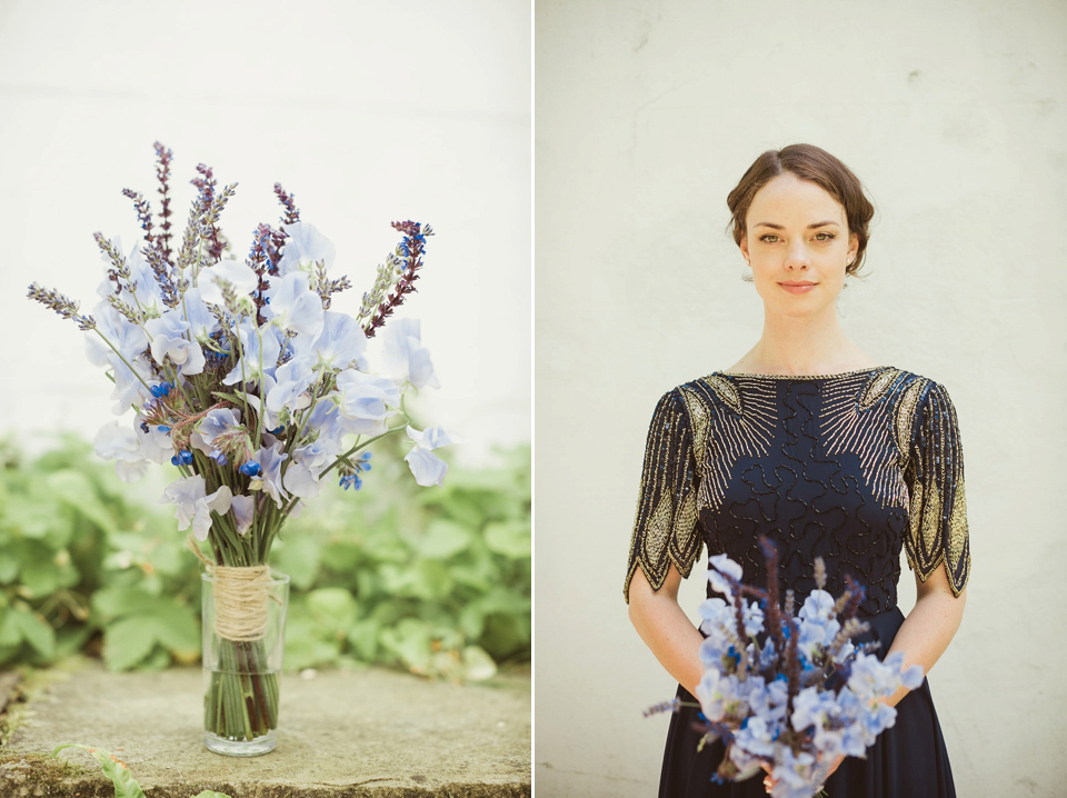 Bride Alison wears a beaded Eliza Jane Howell wedding dress for her glamorous and whimsical summer wedding. Captured by Tom Ravenshear Phtography.