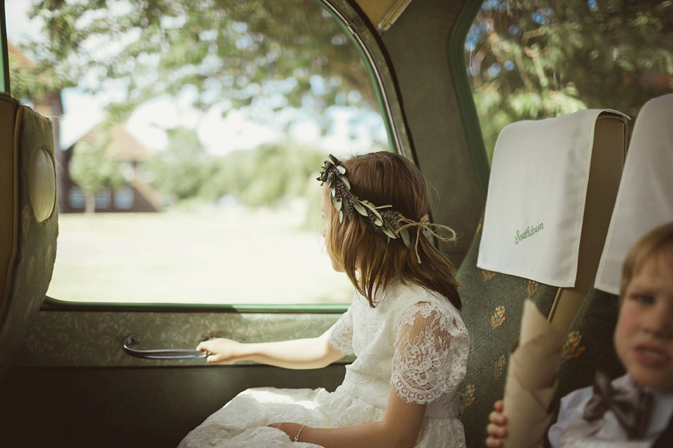 Bride Alison wears a beaded Eliza Jane Howell wedding dress for her glamorous and whimsical summer wedding. Captured by Tom Ravenshear Phtography.