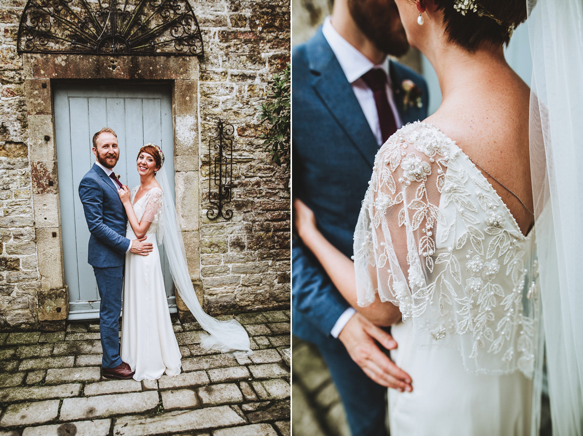 Emily wore Tilly by Jenny Packham for her woodland folklore inspired Summer wedding at Pennard House in Somerset. Captured by Frankee Victoria Photography.