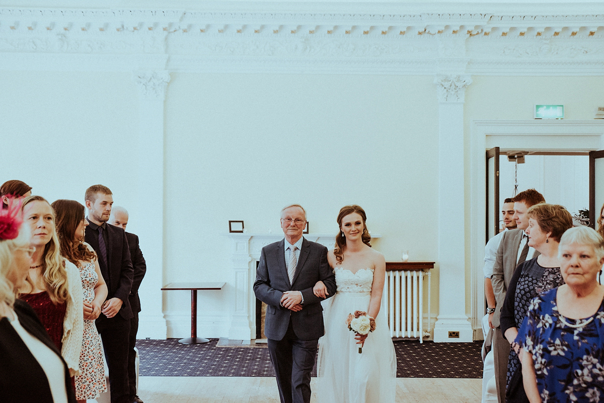 Bride Amy wore a Grace Loves Lace gown for her chic, city wedding in Leeds. Photography by Shutter Go Click.