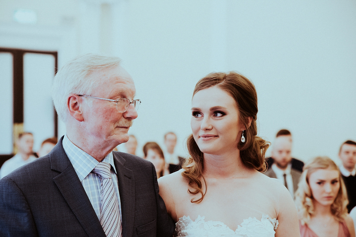 Bride Amy wore a Grace Loves Lace gown for her chic, city wedding in Leeds. Photography by Shutter Go Click.