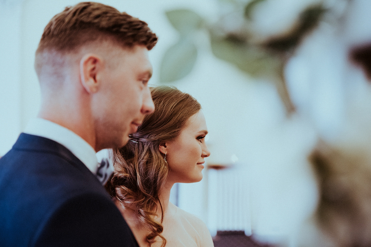 Bride Amy wore a Grace Loves Lace gown for her chic, city wedding in Leeds. Photography by Shutter Go Click.